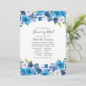 Blue Floral Baby oder Brautparty per Mail Einladung (Stehend Vorderseite)