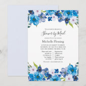 Blue Floral Baby oder Brautparty per Mail Einladung (Vorne/Hinten)