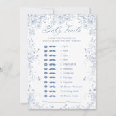 Blue Floral Baby Shooter Baby Trails Game Card Einladung (Vorderseite)