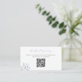 Blue Floral Baby Shooting Baby Registry QR Code Begleitkarte (Stehend Vorderseite)