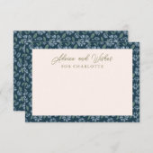 Blue Floral Baby Showcard Begleitkarte (Vorne/Hinten)