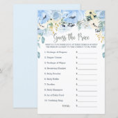Blue Floral Baby Shower Game rät den Preis (Vorne/Hinten)