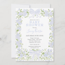 Blue Floral Baby Shower Invitation,  Einladung