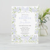 Blue Floral Baby Shower Invitation,  Einladung (Stehend Vorderseite)