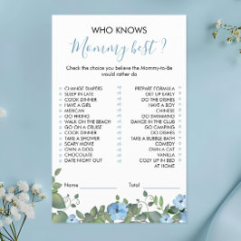 Blue Floral Baby Shower kennt Mommy Best Game Flyer