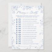Blue Floral Baby Shower Mommy oder Daddy Game Card Einladung (Vorderseite)