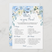 Blue Floral Baby Shower Was ist auf Ihrem Handyspi Einladung (Vorne/Hinten)