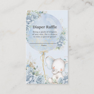 Blue Floral Ballon Elephant Baby Dusche Winzer Win Begleitkarte