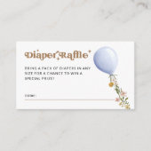 Blue Floral Ballon Windeln Raffle Baby Dusche Begleitkarte (Vorderseite)