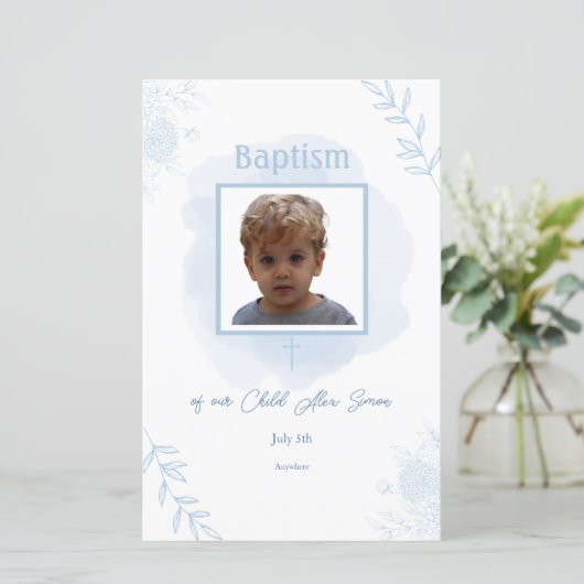 Blue Floral Baptisc - Klassisches und elegantes Me (Stehend Vorderseite)