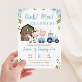 Blue Floral Barn Traktor Farm Geburtstag Einladung