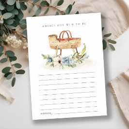 Blue Floral Bassinet Advisor für Mum Baby Shower Begleitkarte