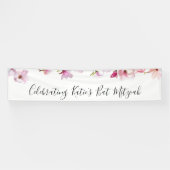 Blue Floral Bat Mitzvah Celebration Banner (Horizontal)