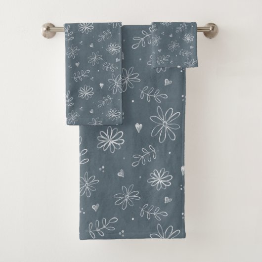 Blue Floral Bauernhof Hütte Design Handtuch Badhandtuch Set (Insitu)
