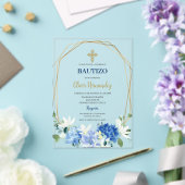 Blue Floral Bautizo Spanische Einladung (In Situ (Hochzeit))