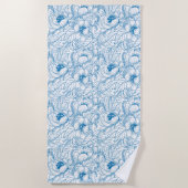 Blue Floral Beach Handtuch (Vorderseite)