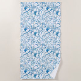 Blue Floral Beach Handtuch