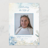 Blue Floral Beerdigung Gedenkorden Programm (Vorderseite)