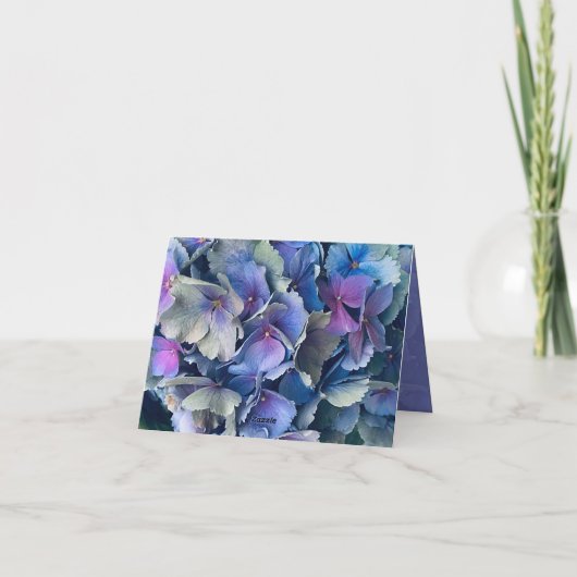 Blue Floral Beileid Scripting Card (Rückseite)