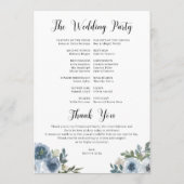 Blue Floral Best Day Ever Wedelzeitprogramm Programm (Rückseite)