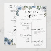Blue Floral Best Day Ever Wedelzeitprogramm Programm (Vorne/Hinten)