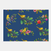 Blue Floral Bird Print Geschenkpapier Set (Vorderseite 3)