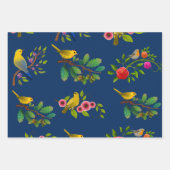 Blue Floral Bird Print Geschenkpapier Set (Vorderseite 2)