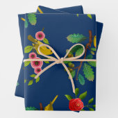 Blue Floral Bird Print Geschenkpapier Set (Beispiel)