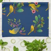 Blue Floral Bird Print