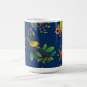 Blue Floral Bird Print Kaffeetasse (Mittel)