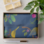 Blue Floral Bird Print Seidenpapier (Geschenk)