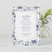 Blue Floral Birthday Party Einladung (Stehend Vorderseite)