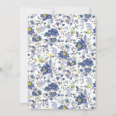Blue Floral Birthday Party Einladung (Rückseite)