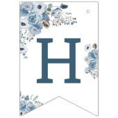 Blue Floral Birthday Party Wimpelkette (Zweite Fahne)