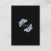 Blue Floral Black and White Wedding Vielen Dank Platzkarte (Rückseite)