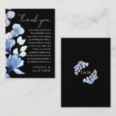 Blue Floral Black and White Wedding Vielen Dank Platzkarte (Vorne/Hinten)