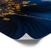 Blue Floral Black Gold 50 Jahre Jubiläumszeichen Poster (Ecke)