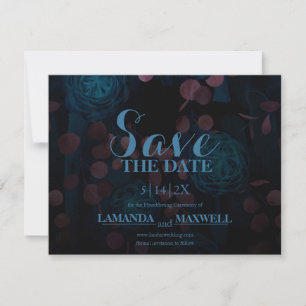 Blue Floral Black Gothic Hochzeit speichern das Da Save The Date