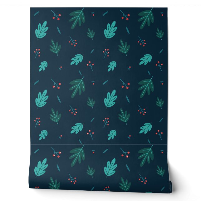 BLUE FLORAL BLÄTTER VINTAG SEAMLESS TAPETE (Abrollen)
