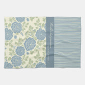 Blue Floral Block Print w Blue Stripes Geschirrtuch (Horizontal)