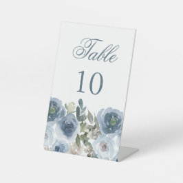 Blue Floral Blume Tischnummern Hochzeitsskripte Sockelschild