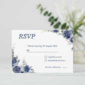 Blue Floral Blume Wedding RSVP Response Card (Stehend Vorderseite)