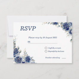 Blue Floral Blume Wedding RSVP Response Card Karte