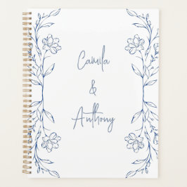 Blue Floral Boho Side Border Wedding Planer