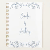 Blue Floral Boho Top Border Wedding Planer (Vorderseite)