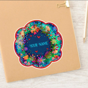 Blue Floral Boho Trendname Inspirivity Sticker