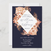 Blue Floral Boho Wedding Einladung (Vorderseite)