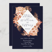 Blue Floral Boho Wedding Einladung (Vorne/Hinten)