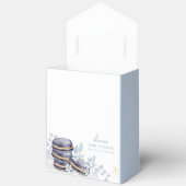 Blue Floral Bonjour Bébé Macaron Babydusche Geschenkschachtel (Offen)