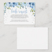 Blue Floral Book Request Card for Baby Shoower Begleitkarte (Vorne/Hinten)